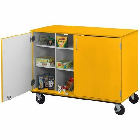 I.D. SYSTEMS 36'' Tall Sun Yellow Mobile Cubbie Storage Cart with Locking Doors 80240F36042 538240F36042